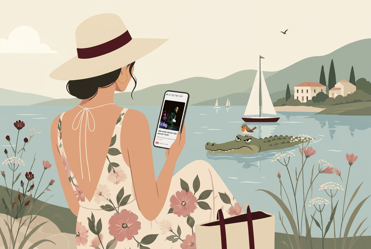 Reading on Phone – By the lake